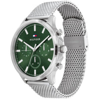Tommy Hilfiger Men's Watch - Ryder Quartz Green Dial Silver Mesh Bracelet | 1710499 ,