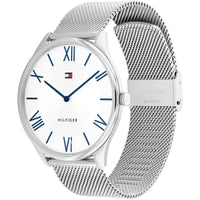 Tommy Hilfiger Men's Watch - Becker Silver and White Dial Mesh Bracelet | 1710512 ,