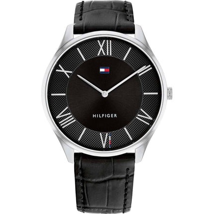 Tommy Hilfiger Men's Watch - Becker Quartz Black Dial Genuine Leather Strap | 1710516 ,