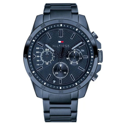 Tommy Hilfiger Men's Watch - Decker Blue Dial Steel Bracelet Day and Date | 1791560 ,