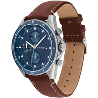 Tommy Hilfiger Men's Watch - Parker Quartz Blue Dial Brown Leather Strap | 1791837 ,
