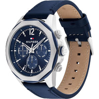 Tommy Hilfiger Men's Watch - Lars Date and Day Blue Dial Leather Strap | 1792063 ,