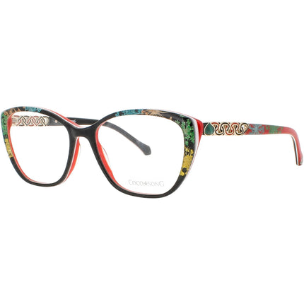 Coco Song Women's Eyeglasses - Black/Red Plastic Cat Eye | JUST JULIET CV236.04-09 ,
