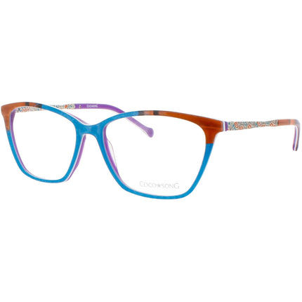 Coco Song Women's Eyeglasses - Blue/Brown Cat Eye Frame | TRUE PRINCESS CV240.03-09 ,