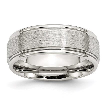 Stainless Steel Grooved Edge 8mm Brushed and Polished Band | SR87 ,