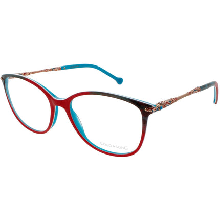 Coco Song Women's Eyeglasses - Red/Turquoise Plastic Cat Eye | MONA ROCK CV258.03-09 ,