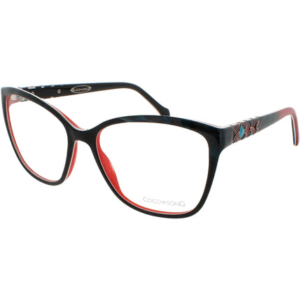 Coco Song Women's Eyeglasses - Black/Red Cat Eye Frame | AMAZING SEASON CV220.01-09 ,