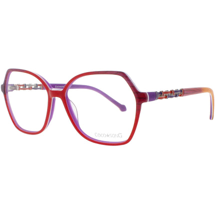 Coco Song Women's Eyeglasses - Red/Purple Full Rim Frame | LONG EXPERIENCE CV216.02-09 ,