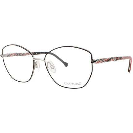 Coco Song Women's Eyeglasses - Black Metal Irregular | SURFING DOLPHIN CV228.03-09 ,