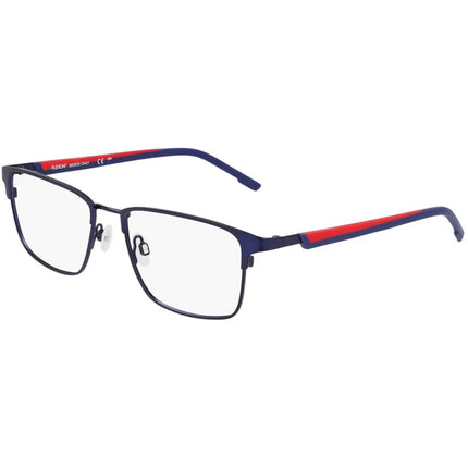 Flexon Men's Eyeglasses - Satin Navy/Red Metal Full Rim Rectangular Frame | E1154 419 ,