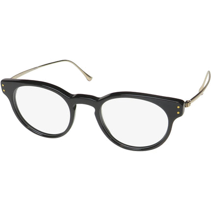 Harry Lary Unisex Eyeglasses - Black/Gold Acetate/Metal Full Rim Oval | BREEZY 101 ,