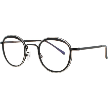 Harry Lary Men's Eyeglasses - Black/Silver Acetate Full Rim Round Frame | DERBY 701 ,