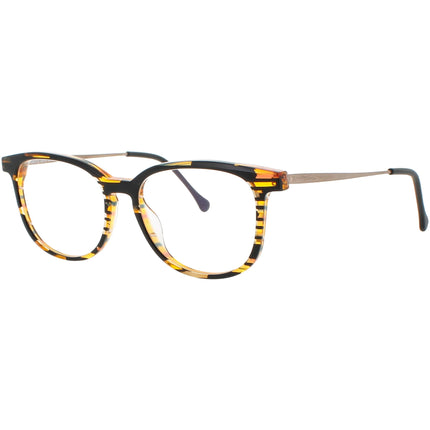 Harry Lary Unisex Eyeglasses - Orange/Black Acetate/Metal Square | PROXIMITY V043 ,