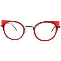 Harry Lary Women's Eyeglasses - Black/Red Acetate/Metal Cat Eye Frame | DEVILY 462 ,