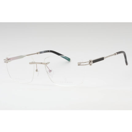 Charriol Men's Eyeglasses - Shiny Silver/Grey Horn Metal Square Frame | PC75115 C02 ,