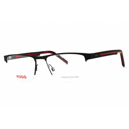 Hugo Men's Eyeglasses - Matte Black Red Metal Rectangular Frame | HG 1066 0BLX 00 ,