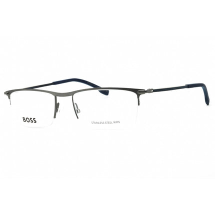 Hugo Boss Men's Eyeglasses - Gray Rubber Rectangular Half Rim Frame | 0940 02P5 00 ,
