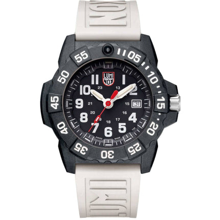 Luminox Men's Watch - Navy SEAL Quartz Black Dial White Rubber Strap | XS.CE01 ,
