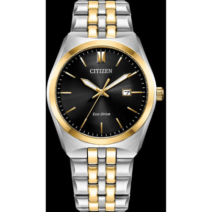 Citizen Men's Watch - Corso Eco-Drive Black Dial Two Tone Bracelet | BM7334-58E ,