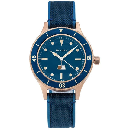 Bulova Men's Watch - Mil Ships Automatic Blue Dial Silicone and Nylon Strap | 98A325 ,
