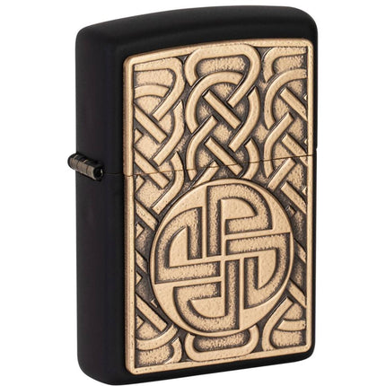 Zippo Windproof Pocket Lighter - Norse Emblem Design Black Matte Metal Finish | 49538 ,