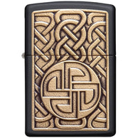 Zippo Windproof Pocket Lighter - Norse Emblem Design Black Matte Metal Finish | 49538 ,
