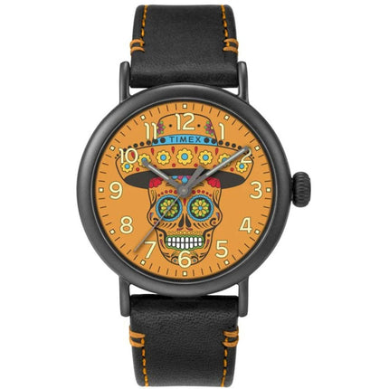Timex Men's Watch - Standard Dia de los Muerto Orange Dial Black Strap | TW2V67700 ,