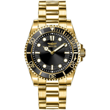 Invicta Men's Watch - Pro Diver Quartz Black Dial Yellow Gold Steel Bracelet | 49701 ,