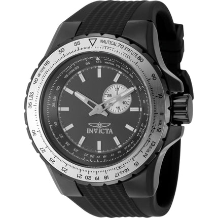 Invicta Men's Watch - Aviator Quartz Date Gunmetal Dial Black Silicone Strap | 49720 ,