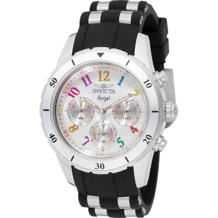 Invicta Women's Watch - Angel White Dial Silver Tone and Black Silicone Strap | 49802 ,