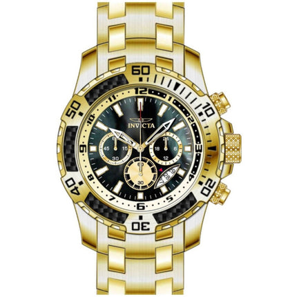 Invicta Men's Watch - Pro Diver Quartz Chrono Black Dial Yellow Gold Bracelet | 49854 ,