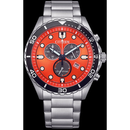 Citizen Men's Watch - Eco-Drive Orange Dial Stainless Steel Bracelet | AT2560-84X ,