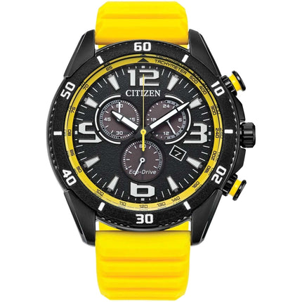 Citizen Men's Watch - Brycen Eco-Drive Chronograph Yellow Silicone Strap | AT2585-08E ,