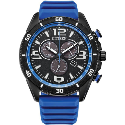 Citizen Men's Watch - Brycen Chronograph Black Dial Blue Silicone Strap | AT2586-05E ,