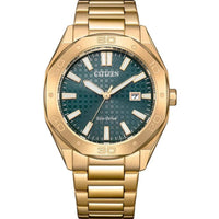 Citizen Men's Watch - Eco-Drive Green Dial Yellow Gold Bracelet | BM7633-81X ,