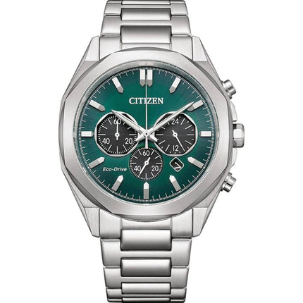 Citizen Men's Watch - Eco-Drive Chronograph Green Dial Steel Bracelet | CA4590-81X ,