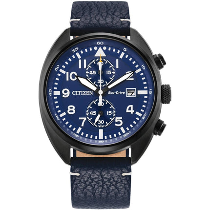 Citizen Men's Watch - Eco-Drive Chronograph Black Case Blue Dial Strap | CA7048-08L ,