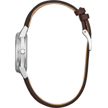 Citizen Women's Watch - Classic Eco-Drive Silver Tone Dial Brown Strap | FE1087-28A ,