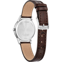 Citizen Women's Watch - Classic Eco-Drive Silver Tone Dial Brown Strap | FE1087-28A ,