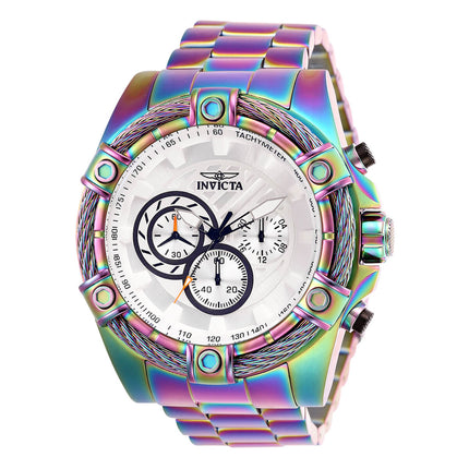 Invicta Men's Chronograph Watch - Bolt Silver & White Dial Iridescent Steel | 25520 ,