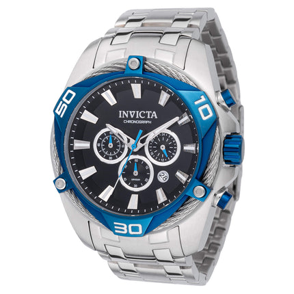 Invicta Men's Japanese Quartz Watch - Bolt Black Dial Silver Steel Bracelet | 38572 ,