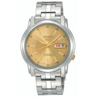 Seiko Men's Watch - Seiko 5 Automatic Gold Tone Dial Silver Tone Bracelet | SNKL81K1 ,