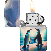 Zippo Windproof Pocket Lighter - Penguin Design Multi Color Metallic Finish | 46014 ,