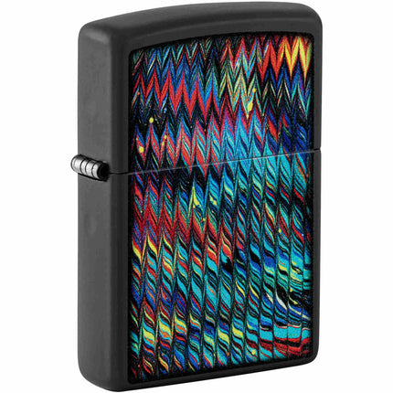 Zippo Windproof Pocket Lighter - Paint Pour Design Classic Black Matte Finish | 46169 ,