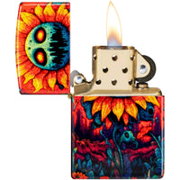 Zippo Windproof Lighter - Spooky Sunflower Design Multi Color Metal Finish | 46267 ,