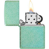 Zippo Windproof Pocket Lighter - Atomic Cannabis Design Green Metallic Finish | 46294 ,