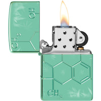 Zippo Windproof Pocket Lighter - Cannabis Compound Design Green Metal Finish | 46313 ,
