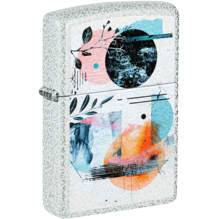 Zippo Windproof Pocket Lighter - Abstract Collage Design Glacier Metal Finish | 46582 ,