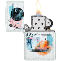 Zippo Windproof Pocket Lighter - Abstract Collage Design Glacier Metal Finish | 46582 ,