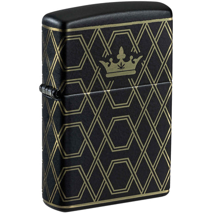 Zippo Windproof Lighter - Queen Of Bud Honeycomb Design Classic Black Finish | 46684 ,
